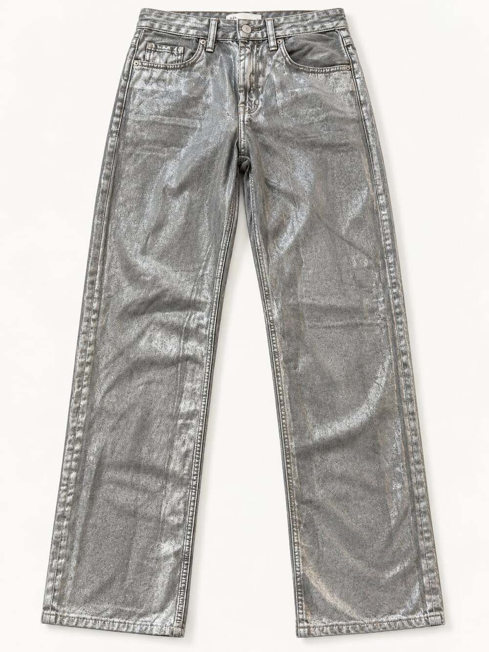Zara Metallic Silver Straight Leg Jeans Size USA 2 EUR 34 (L)
